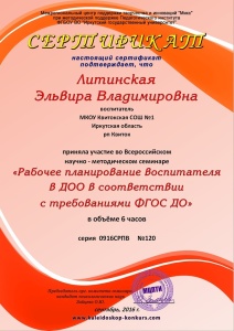Сертификат Литинская Э.В.